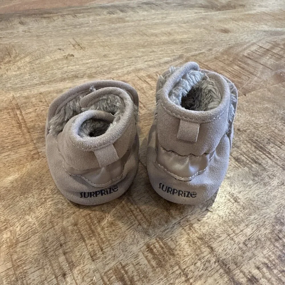 Surprize Stride Rite Charlie Toddler Boys S (6-12M) Brown Faux Fur Lined Booties